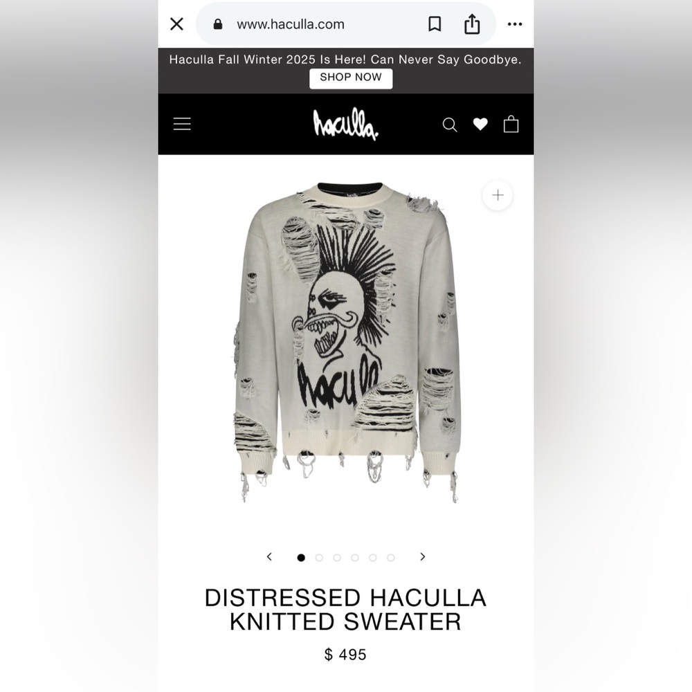 Haculla Rare Crewneck Featuring Chenille Character